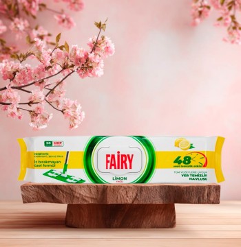 دستمال مرطوب نظافت کف فیری با رایحه لیمو مناسب زمین و تی بسته ۵۰ عددی